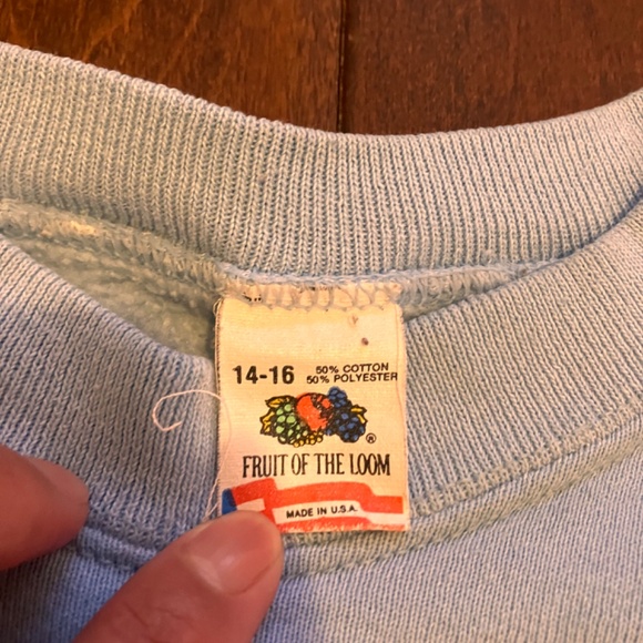 80s dog sweatshirt baby blue vintage 90s Usa made - Picture 3 of 4